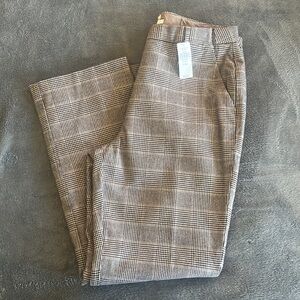 L.L. Bean Checkered Straight Leg Pants - Brown and Cream